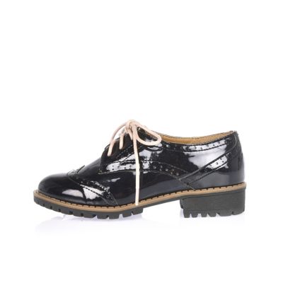 Girls navy lace-up brogues